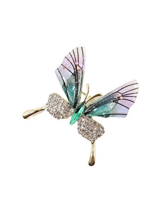 Zirkon taşlı kelebek broş. Yaka iğnesi kelebek broş. Taşlı tasarım broş. Kadın broş. Kelebek broş.