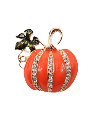 Zirkon taşlı bal kabağı broş. Yaka iğnesi bal kabağı broş, Taşlı broş. Kadın broş. Bal kabağı broş.