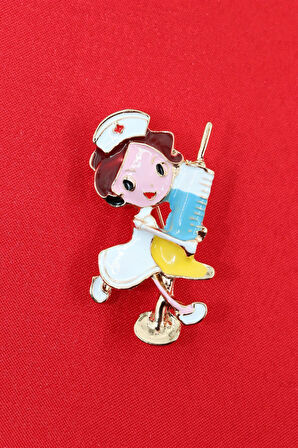 İğneli hemşire broş. Yaka iğnesi hemşire broş, Kadın broş. Tasarım hemşire broş.