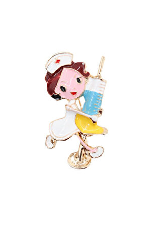 İğneli hemşire broş. Yaka iğnesi hemşire broş, Kadın broş. Tasarım hemşire broş.