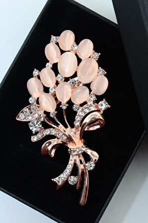 Zirkon taşlı çiçek tomurcuğu broş. Yaka iğnesi çiçek tomurcuğu broş, Kadın broş. Taşlı tomurcuk broş