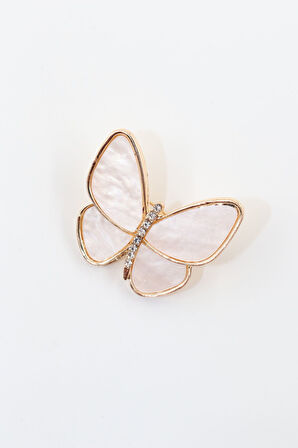Sedef kelebek broş. Yaka iğnesi kelebek broş. Taşlı kelebek broş. Kadın broş. Kelebek broş.