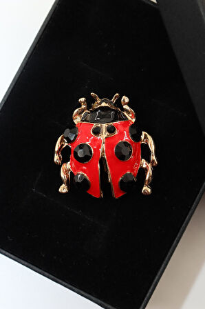 Taşlı uğur böceği broş. Yaka iğnesi uğur böceği broş. Erkek broş. Kadın broş. Uğur böceği broş