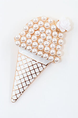 İncili dondurma broş. Yaka iğnesi dondurma broş. Kadın broş. Erkek broş. Dondurma Broş.