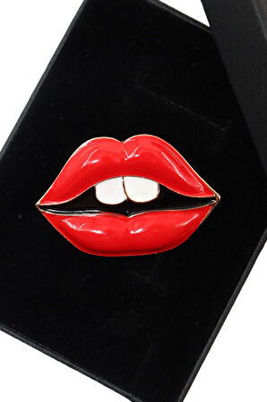 Red lips broş. Yaka iğnesi kırmızı dudak broş. Tasarım dudak broş. Kadın broş. Dudak broş.