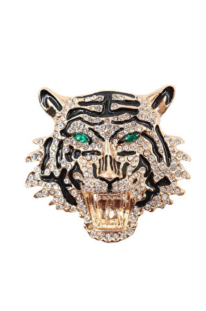 Gold kaplan broş. Yaka iğnesi kaplan broş. Taşlı kaplan broş. Erkek broş. Kadın broş. Kaplan broş.