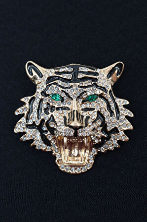 Gold kaplan broş. Yaka iğnesi kaplan broş. Taşlı kaplan broş. Erkek broş. Kadın broş. Kaplan broş.