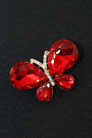 Yakut kelebek broş. Yaka iğnesi kırmızı yakut kelebek broş. Kadın broş. Kelebek broş.