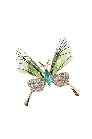 Gold zirkon taşlı kelebek broş. Yaka iğnesi kelebek broş. Taşlı broş. Kadın broş. Kelebek broş.