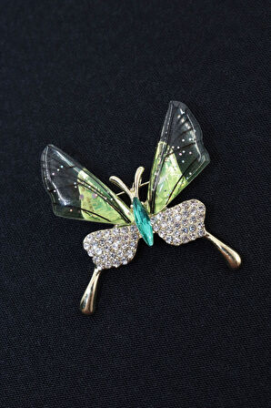 Gold zirkon taşlı kelebek broş. Yaka iğnesi kelebek broş. Taşlı broş. Kadın broş. Kelebek broş.