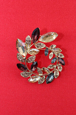 Zeytin dalı çelenk broş. Yaka iğnesi zeytin dalı broş. Taşlı broş erkek kadın broş. Zeytin dalı broş