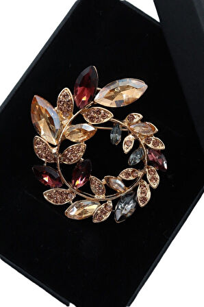 Zeytin dalı çelenk broş. Yaka iğnesi zeytin dalı broş. Taşlı broş erkek kadın broş. Zeytin dalı broş