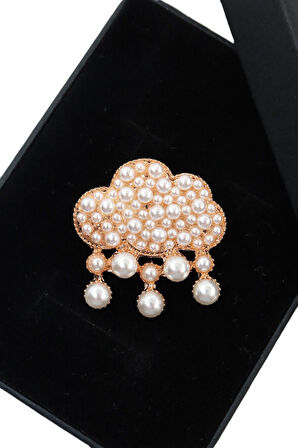 İncili yağmur bulutu broş. Yaka iğnesi broş, incili broş. Kadın broş erkek broş. Yağmur bulutu broş.