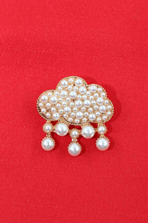 İncili yağmur bulutu broş. Yaka iğnesi broş, incili broş. Kadın broş erkek broş. Yağmur bulutu broş.