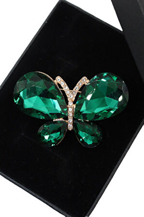Zümrüt kelebek broş. Yaka iğnesi yeşil zümrüt kelebek broş. Zümrüt broş. Kadın broş. Kelebek broş.