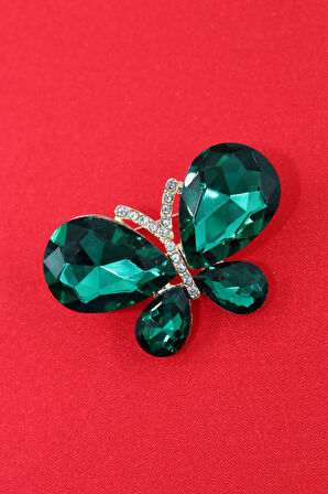 Zümrüt kelebek broş. Yaka iğnesi yeşil zümrüt kelebek broş. Zümrüt broş. Kadın broş. Kelebek broş.