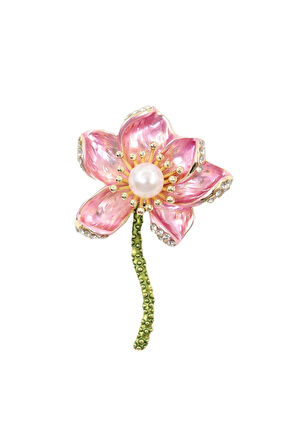 İncili pembe açelya broş. Yaka iğnesi açelya çiçeği broş taşlı açelya broş kadın broş. Açelya broş.