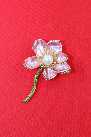 İncili pembe açelya broş. Yaka iğnesi açelya çiçeği broş taşlı açelya broş kadın broş. Açelya broş.