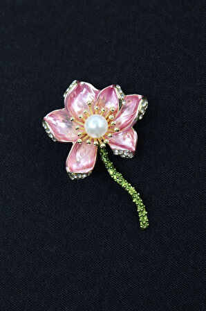 İncili pembe açelya broş. Yaka iğnesi açelya çiçeği broş taşlı açelya broş kadın broş. Açelya broş.