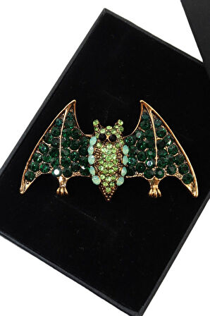 Zirkon taşlı yarasa broş. Yaka iğnesi yarasa broş. Yarasalı broş. Kadın ve erkek broş. Yarasa broş.