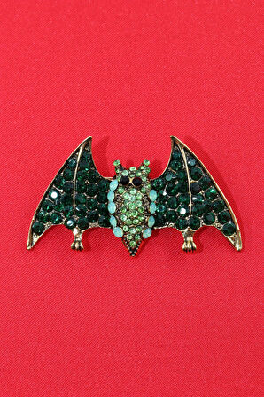 Zirkon taşlı yarasa broş. Yaka iğnesi yarasa broş. Yarasalı broş. Kadın ve erkek broş. Yarasa broş.