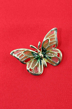 Yeşil gold kelebek broş. Yaka iğnesi kelebekli broş. Kadın broş. Erkek broş. Kelebek broş.
