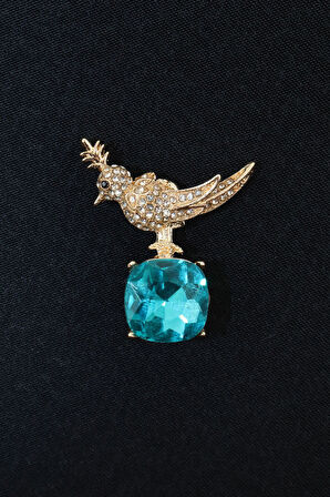 Safir anka kuş broş. Yaka iğnesi anka kuş broş. Taşlı anka kuşu broş. Kadın broş. Anka kuşu broş.