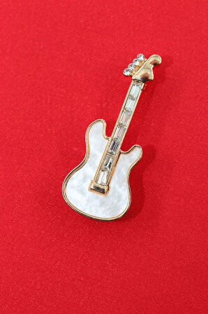 Sedef gitar broş. Yaka iğnesi gitarlı broş. Tasarım gitar broş. Erkek broş. Kadın broş. Gitar broş.