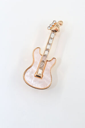 Sedef gitar broş. Yaka iğnesi gitarlı broş. Tasarım gitar broş. Erkek broş. Kadın broş. Gitar broş.