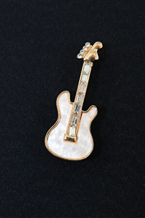 Sedef gitar broş. Yaka iğnesi gitarlı broş. Tasarım gitar broş. Erkek broş. Kadın broş. Gitar broş.
