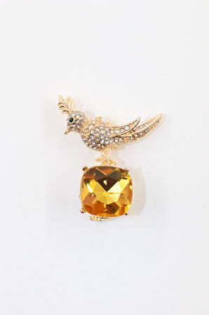 Zirkon taşlı anka kuş broş. Yaka iğnesi anka kuş broş. Taşlı anka broş. Kadın broş. Anka kuşu broş.