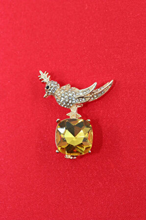 Zirkon taşlı anka kuş broş. Yaka iğnesi anka kuş broş. Taşlı anka broş. Kadın broş. Anka kuşu broş.