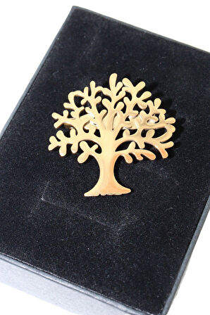 Çelik gold hayat ağacı broş. Yaka iğnesi hayat ağacı broş. Kadın broş. Hayat ağacı broş.