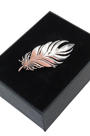 Çelik silver kuş tüy broş. Yaka iğnesi kuş tüyü broş. Erkek broş. Kadın broş. Kuş tüylü broş.