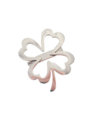 Çelik silver dört yaparaklı yonca broş. Yaka iğnesi yonca broş. Erkek broş. Kadın broş. Yonca broş.