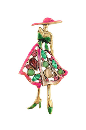 Pırlanta taşlı modacı broş. Yaka iğnesi broş. Taşlı tasarım broş. Kadın broş.