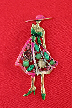 Pırlanta taşlı modacı broş. Yaka iğnesi broş. Taşlı tasarım broş. Kadın broş.