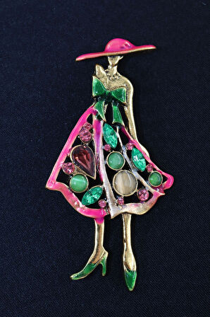 Pırlanta taşlı modacı broş. Yaka iğnesi broş. Taşlı tasarım broş. Kadın broş.