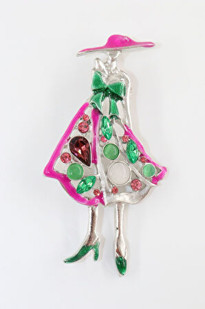 Pırlanta taşlı modacı broş. Yaka iğnesi broş. Taşlı tasarım broş. Kadın broş.