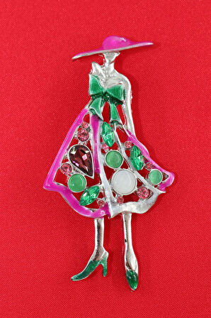 Pırlanta taşlı modacı broş. Yaka iğnesi broş. Taşlı tasarım broş. Kadın broş.