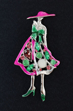 Pırlanta taşlı modacı broş. Yaka iğnesi broş. Taşlı tasarım broş. Kadın broş.