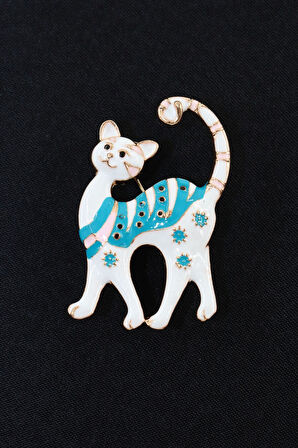 Gülen sevimli kedi broş. Yaka iğnesi kedi broş. Kadın broş. Erkek broş. Kedi broş.