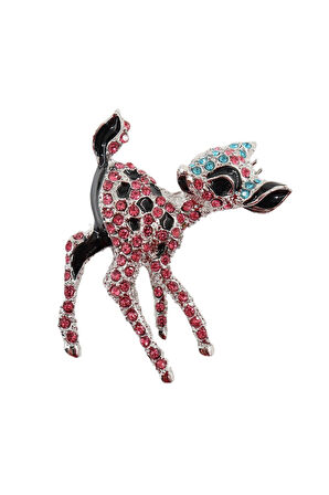 Yavru ceylan broş. Yaka iğnesi ceylan broş. Zirkon taşlı ceylan broş. Kadın broş. Ceylan broş broş.