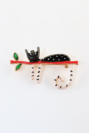 Kedi broş. Yaka iğnesi kedi broş. Tasarım kedi broş. Kadın broş. Erkek broş. Siyah kedi broş.