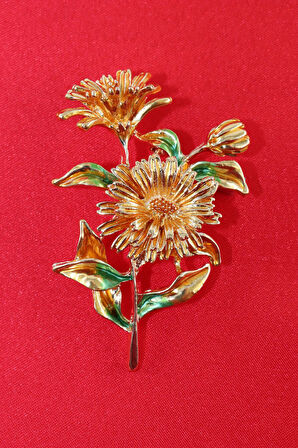 Gerbara papatyası broş. Yaka iğnesi gerbara papatyası broş. Tasarım broş. Kadın broş. Papatya broş.