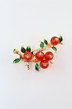 Cennet hurması broş. Yaka iğnesi cennet hurması broş. Tasarım cennet hurması broş. Kadın broş.
