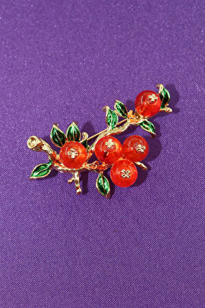 Cennet hurması broş. Yaka iğnesi cennet hurması broş. Tasarım cennet hurması broş. Kadın broş.