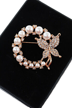 İncili kelebek broş. Yaka iğnesi kelebek broş. Taşlı tasarım kelebek broş. Kadın broş. Kelebek broş.