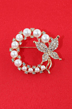 İncili kelebek broş. Yaka iğnesi kelebek broş. Taşlı tasarım kelebek broş. Kadın broş. Kelebek broş.