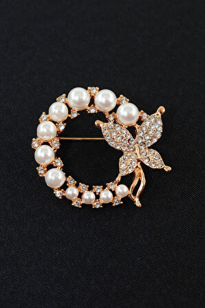 İncili kelebek broş. Yaka iğnesi kelebek broş. Taşlı tasarım kelebek broş. Kadın broş. Kelebek broş.